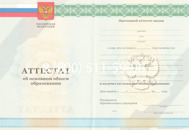 Купить Аттестат за 9 класс 2011-2013 годов в Щёлково